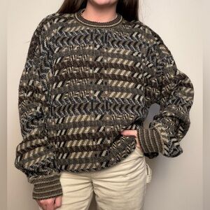 Vintage 90s wool blend variegated grandpa chunky knit sweater size XXL